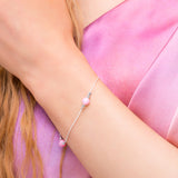 Bead Bracelet in Silver and Pink Opal