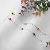 Bead Bracelet in Silver and Rainbow Titanium