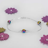 Bead Bracelet in Silver and Rainbow Titanium