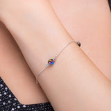 Bead Bracelet in Silver and Rainbow Titanium