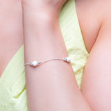 Bead Bracelet in Silver and White Shell