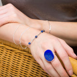 Bead Tube Bracelet in Silver and Lapis Lazuli