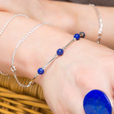 Bead Tube Bracelet in Silver and Lapis Lazuli
