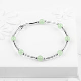 Bead Tube Bracelet in Silver and Aventurine
