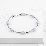 Bead Tube Bracelet in Silver and Blue Lace Agate