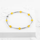 Bead Tube Bangle in Silver and Yellow Amber