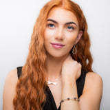 Bead Tube Bangle in Silver and Black Pearl