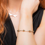 Bead Tube Bangle in Silver and Gold Hematite