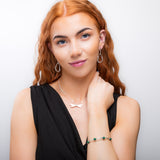 Bead Tube Bracelet in Silver and Malachite