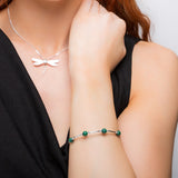 Bead Tube Bracelet in Silver and Malachite