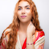 Bead Tube Bangle in Silver and Ruby Quartz