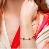 Bead Tube Bangle in Silver and Ruby Quartz