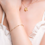 14ct Gold Plated Bead Chain Bracelet in 925 Sterling Silver