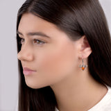 Bumblebee Drop Earrings in Silver and Cognac Amber