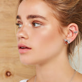 Bumblebee / Bumble Bee Stud Earrings in Silver and Amber