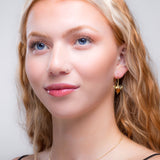 Bumblebee Drop Earrings in Silver with 24ct Gold & Cognac Amber