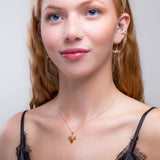 Miniature Bumble Bee Necklace in Silver with 24ct Gold & Amber