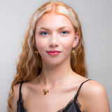 Large Bumble Bee Necklace in Silver with 24ct Gold & Amber