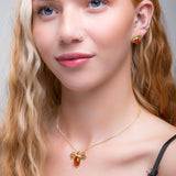 Large Bumble Bee Necklace in Silver with 24ct Gold & Amber