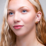 Bumblebee / Bumble Bee Stud Earrings in Silver with 24ct Gold & Amber