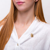 Egyptian Scarab Beetle Brooch in Sterling Silver with 24ct Gold