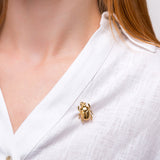 Egyptian Scarab Beetle Brooch in Sterling Silver with 24ct Gold