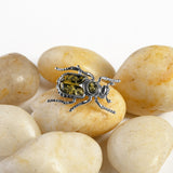 Noble Chafer Beetle Brooch in Silver and Green Amber