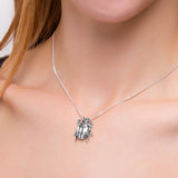 Egyptian Scarab Beetle Necklace in Sterling Silver