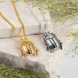 Egyptian Scarab Beetle Necklace in Sterling Silver