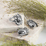 Egyptian Scarab Beetle Necklace in Sterling Silver