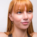 Black Cat Drop Earrings in Silver with 24ct Gold and Cherry Amber