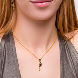 Black Cat Necklace in Silver with 24ct Gold and Amber