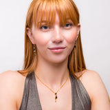 Black Cat Necklace in Silver with 24ct Gold and Amber