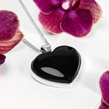 Heart Shaped Black Onyx Gemstone Necklace - Natural Designer Gemstone