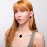 Heart Black Onyx Gemstone Necklace in 24ct Gold Plate - Natural Designer Gemstone