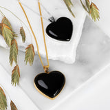 Heart Shaped Black Onyx Gemstone Necklace - Natural Designer Gemstone