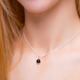 Simple 3 Claw Necklace in Silver & Black Onyx