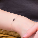 Single Stone Chain Bracelet in Silver & Cherry Amber