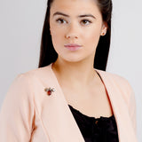 Bumble Bee / Bumblebee Brooch in Silver and Cognac Amber