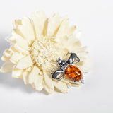 Bumble Bee / Bumblebee Brooch in Silver and Cognac Amber