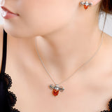 Large Bumble Bee Necklace in Silver and Amber