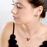 Large Bumble Bee Necklace in Silver and Amber