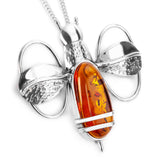 Statement Bumble Bee Necklace in Silver and Amber