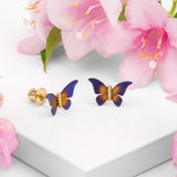 Butterfly Stud Earrings in Titanium & Sterling Silver with 24ct Gold