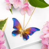 Large Butterfly Necklace in Titanium & Sterling Silver with 24ct Gold