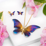 Large Butterfly Necklace in Titanium & Sterling Silver with 24ct Gold