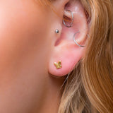 Tiny Butterfly Stud Earrings in Silver with 24ct Gold