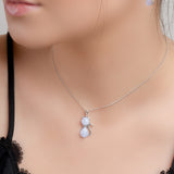 Cute Cat Necklace in Blue Lace Agate & Silver