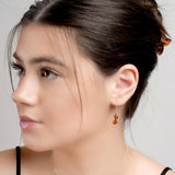 Cute Cat Drop Earrings in Silver and Amber