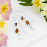 Cat Drop Earrings in Silver and Tiger's Eye